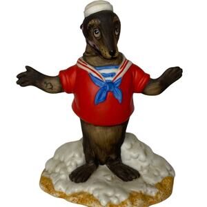 Vintage Sea World Seamore Sea Lion Figurine Porcelain Sailor Outfit Seal 1982